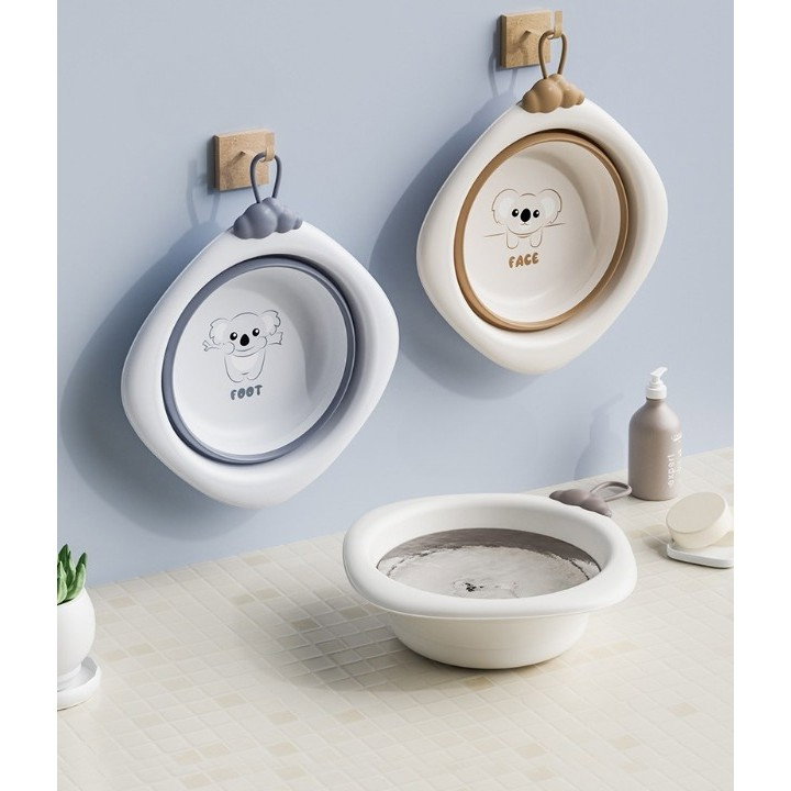 Cada Pliabila pentru Baie pentru Copii, Flippy, Cadita pentru Bebelusi, Model Romb pentru Fata Koala, Maro, 30x30x3.5 cm, 4L [3]