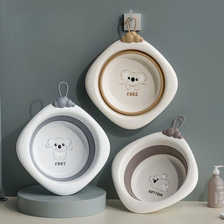 Cada Pliabila pentru Baie pentru Copii, Flippy, Cadita pentru Bebelusi, Model Romb pentru Fata Koala, Maro, 30x30x3.5 cm, 4L [4]