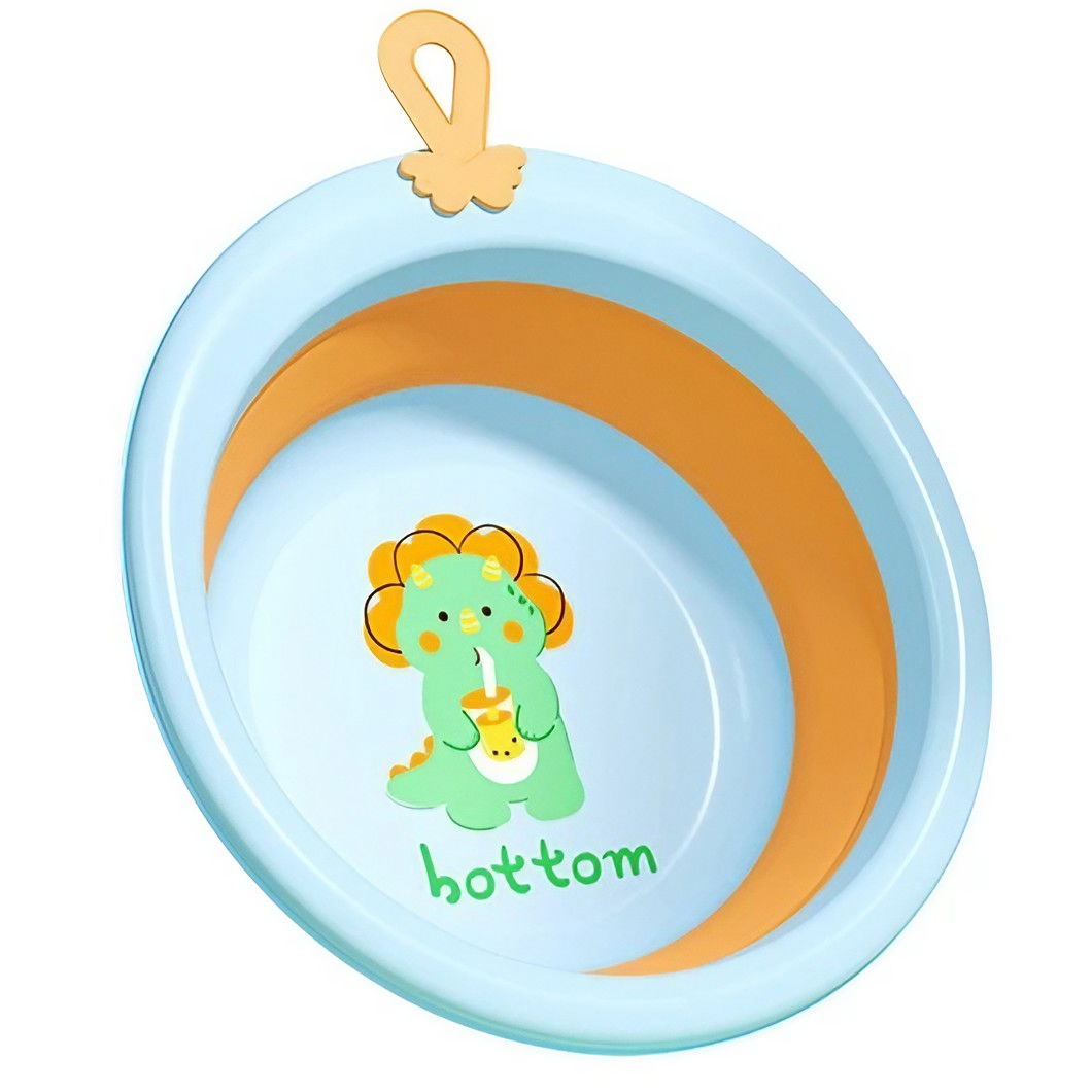 Cada Pliabila pentru Baie pentru Copii, Flippy, Cadita pentru Bebelusi, Model Rotund cu Dinozaur, Blue, 30x30x3.7 cm, 4L [1]