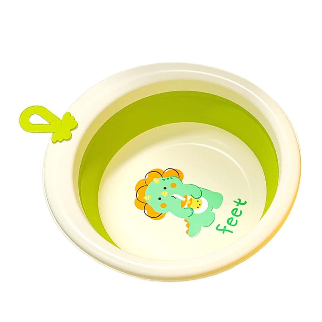 Cada Pliabila pentru Baie pentru Copii, Flippy, Cadita pentru Bebelusi, Model Rotund cu Dinozaur, Verde, 30x30x3.7 cm, 4L [4]