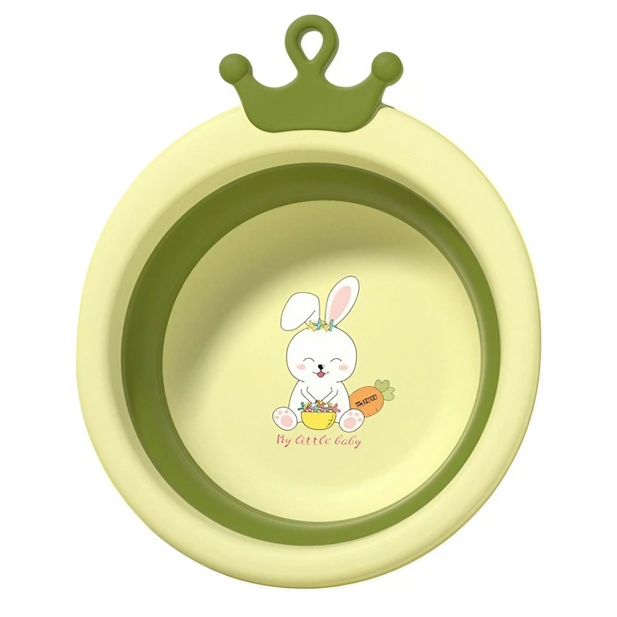 Cada Pliabila pentru Baie pentru Copii, Flippy, Cadita pentru Bebelusi, Model Rotund cu Iepuras, Verde, 30x31x3.5 cm, 3.3 L [1]