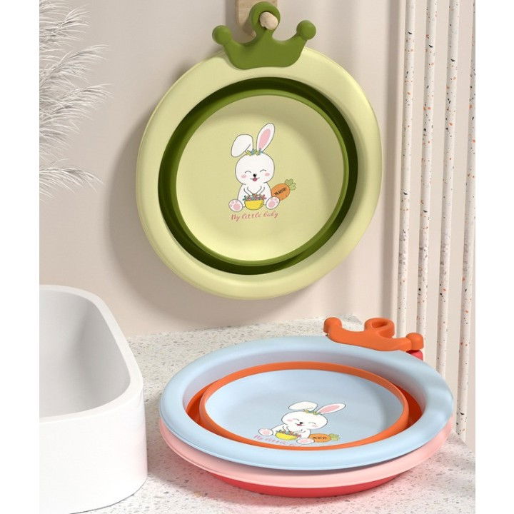 Cada Pliabila pentru Baie pentru Copii, Flippy, Cadita pentru Bebelusi, Model Rotund cu Iepuras, Verde, 30x31x3.5 cm, 3.3 L [5]