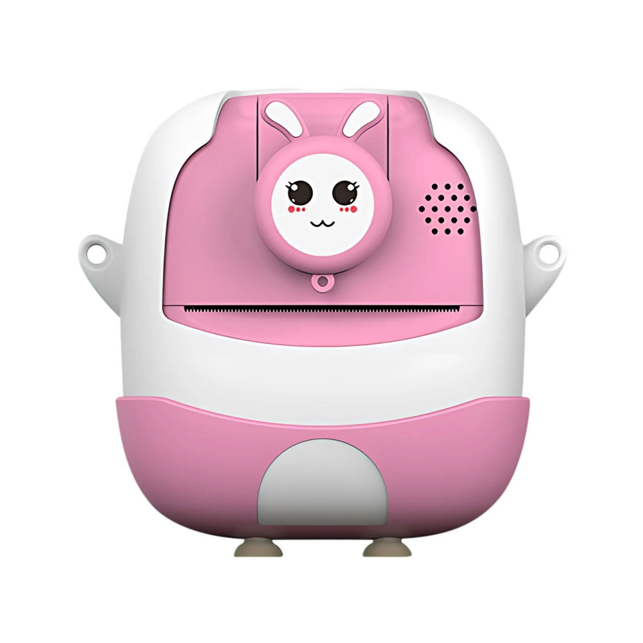 Camera Instantanee pentru Copii, Flippy, cu Functie de Printare, Cablu USB-C, Bluetooth, Compatibil iOS/Android, Camera Frontala + Selfie, Model Iepure, Snur Inclus, Roz [1]