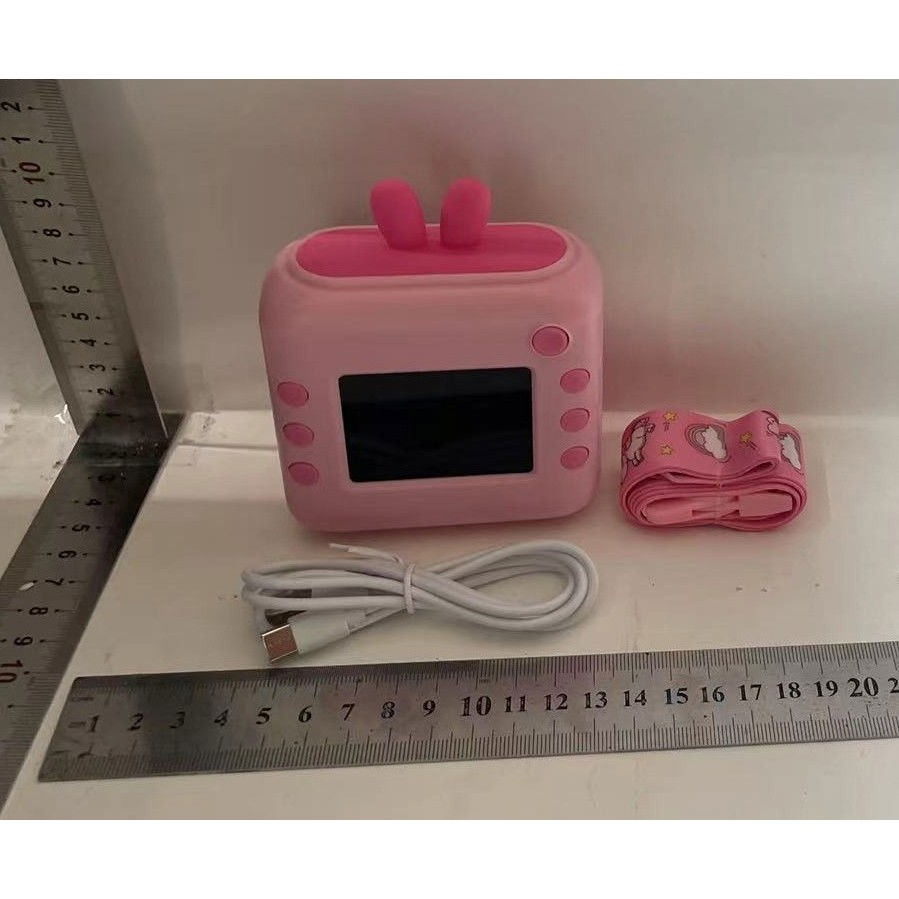 Camera Instantanee pentru Copii, Flippy, cu Functie de Printare, Cablu USB-C, Bluetooth, Compatibil iOS/Android, Imprimare APP, Model Iepure, Snur de Agatat Inclus, Roz [5]