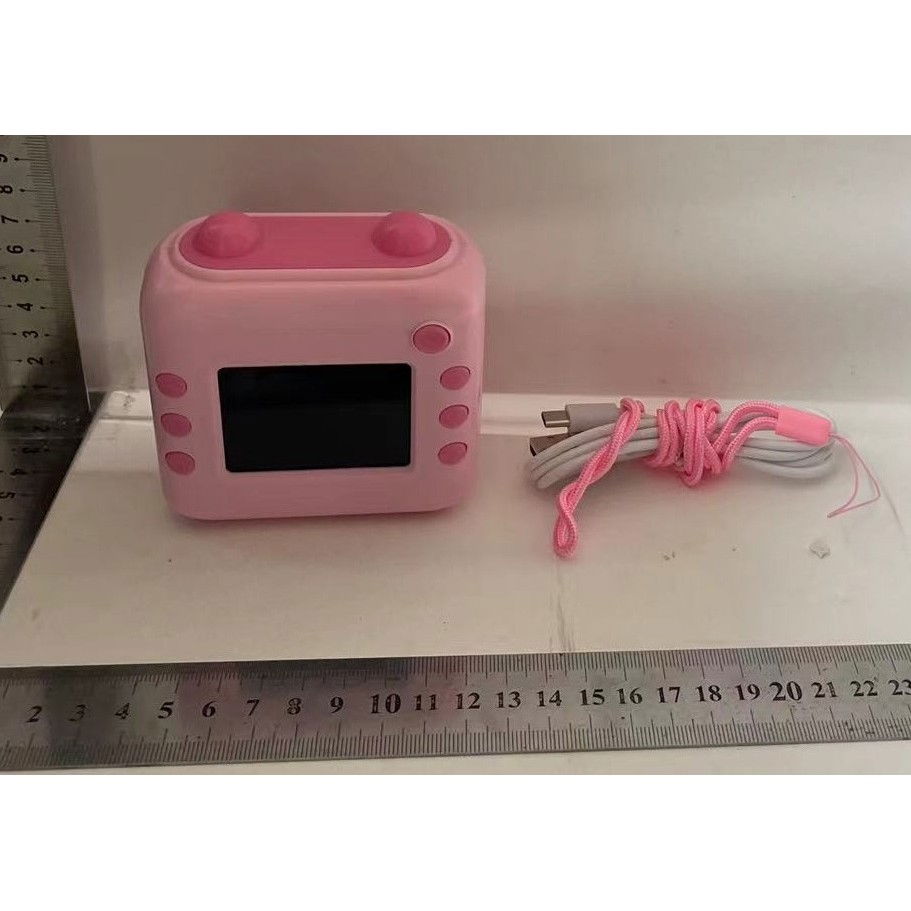 Camera Instantanee pentru Copii, Flippy, cu Functie de Printare, Cablu USB-C, Bluetooth, compatibil iOS/Android, Imprimare APP, Model Urechi, Snur Subtire Inclus, Roz [2]