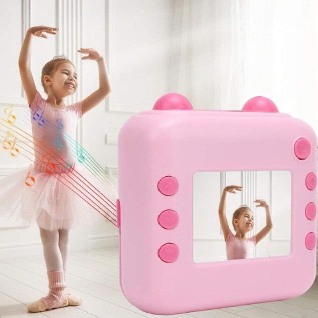 Camera Instantanee pentru Copii, Flippy, cu Functie de Printare, Cablu USB-C, Bluetooth, compatibil iOS/Android, Imprimare APP, Model Urechi, Snur Subtire Inclus, Roz [6]