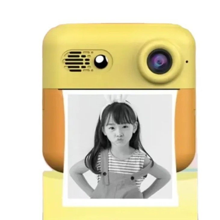 Camera Instantanee pentru Copii, Flippy, cu Functie de Printare, Cablu USB-C, Bluetooth, compatibil iOS/Android, Imprimare APP, Model Urechi, Snur Subtire Inclus, Portocaliu [3]