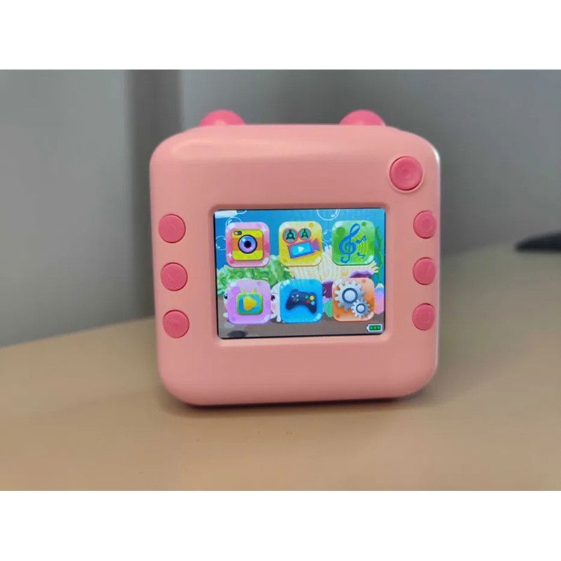 Camera Instantanee pentru Copii, Flippy, cu Functie de Printare, Cablu USB-C, Bluetooth, compatibil iOS/Android, Imprimare APP, Model Urechi, Snur Subtire Inclus, Roz [4]
