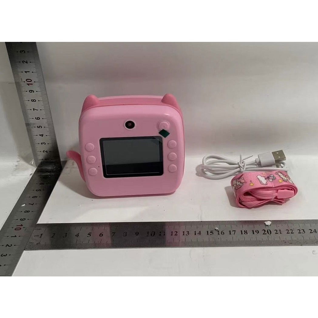 Camera Instantanee pentru Copii, Flippy, cu Functie de Printare, Camera Frontala + Selfie, Cablu USB-C, Bluetooth, Compatibil iOS/Android, Imprimare APP, Model Pisica, Roz [6]