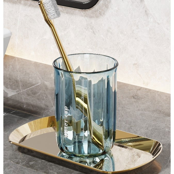 Cana de Apa pentru Clatit, Flippy, pentru Periuta de Dinti, 200 ml, 10.4 x 7.3 cm, Albastru Transparent [3]