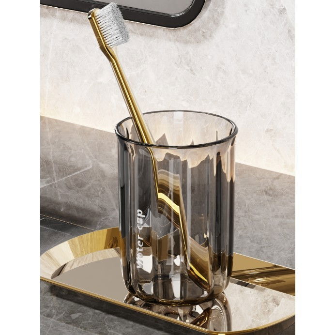 Cana de Apa pentru Clatit, Flippy, pentru Periuta de Dinti, 200 ml, 10.4 x 7.3 cm, Gri Transparent [3]