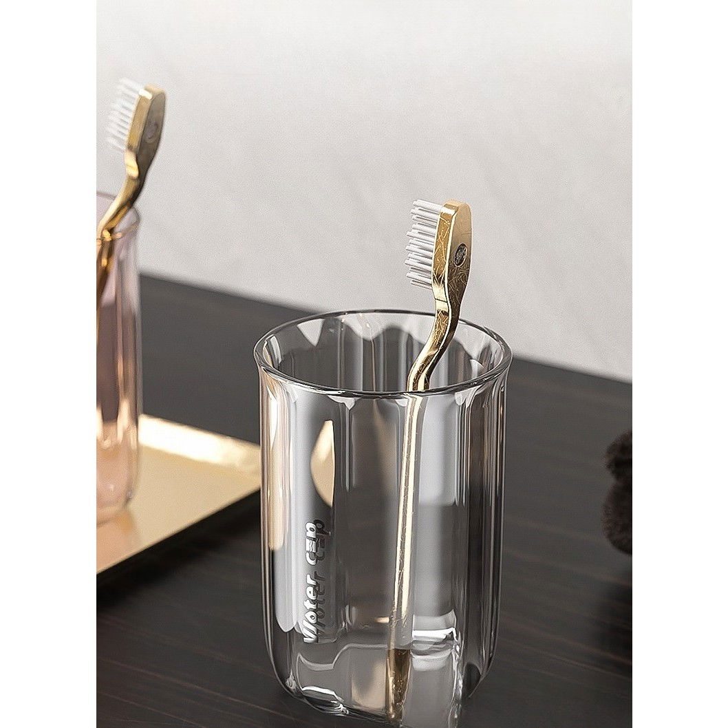 Cana de Apa pentru Clatit, Flippy, pentru Periuta de Dinti, 200 ml, 10.4 x 7.3 cm, Gri Transparent [8]