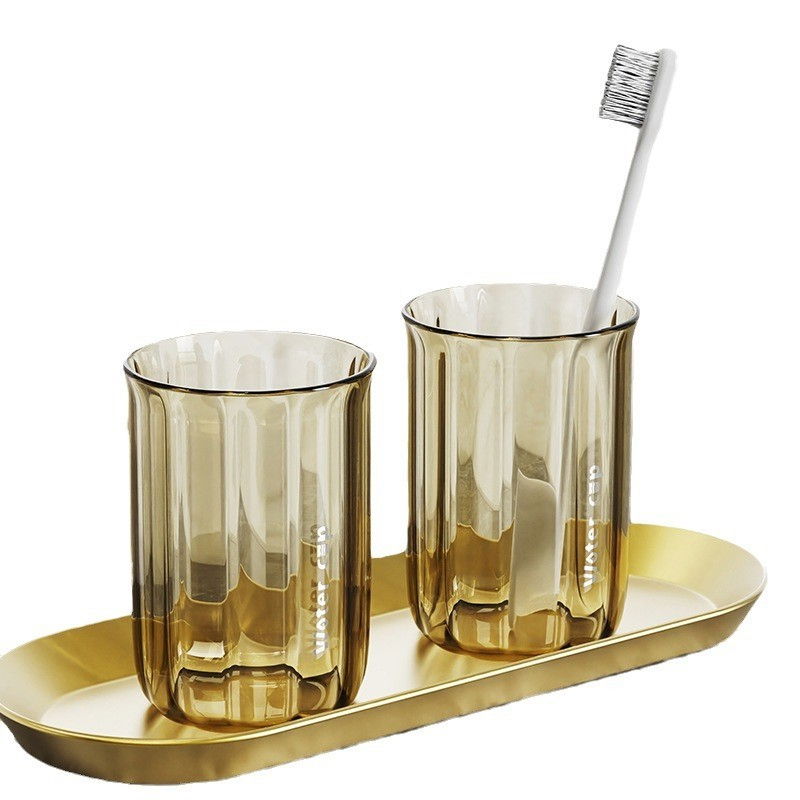 Cana de Apa pentru Clatit, Flippy, pentru Periuta de Dinti, 200 ml, 10.4 x 7.3 cm, Maro Transparent [4]