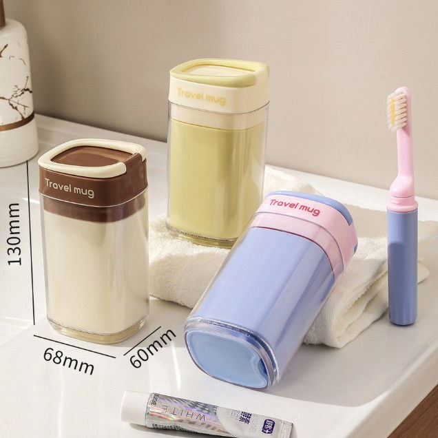 Cana Multifunctionala pentru Voiaj, Flippy, cu Functii de Depozitare si Suport Articole Igiena Dentara, 13 x 6.8 x 6 cm, Roz Mov [5]