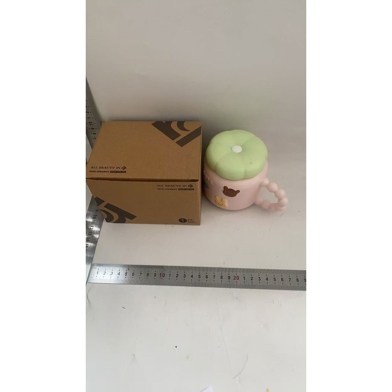 Cana pentru Copii, Flippy, din Portelan, print Figurine Animalute, Model CUTE, Cana cu Capac, Ceasca pentru Cafea, Ceai, 400ml Roz [2]