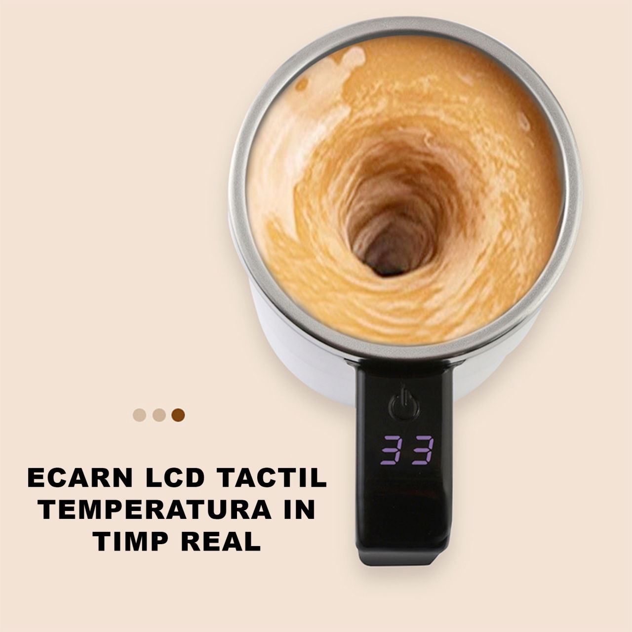 Cana Termica, Flippy, Ecran LCD, Auto Amestecare, Afisaj al Temperaturii, Otel Inoxidabil, Tip Termos, Incarcare USB, 13.8 x 8 cm, Alb [5]