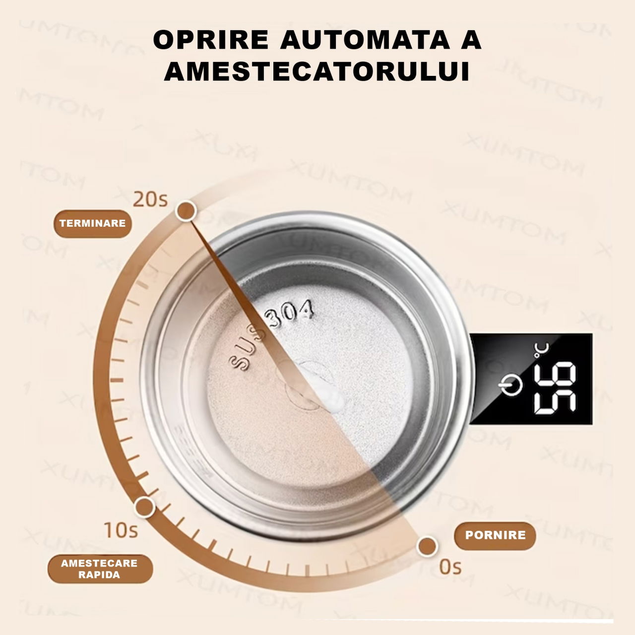 Cana Termica, Flippy, Ecran LCD, Auto Amestecare, Afisaj al Temperaturii, Otel Inoxidabil, Tip Termos, Incarcare USB, 13.8 x 8 cm, Roz [6]