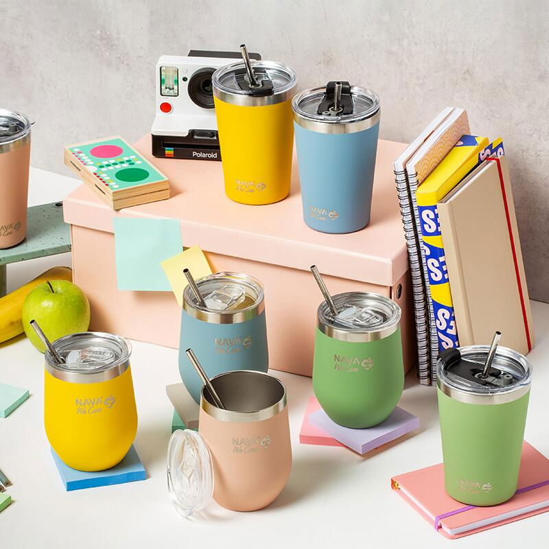 Cana termoizolanta cu pai Nava 360ml verde [5]