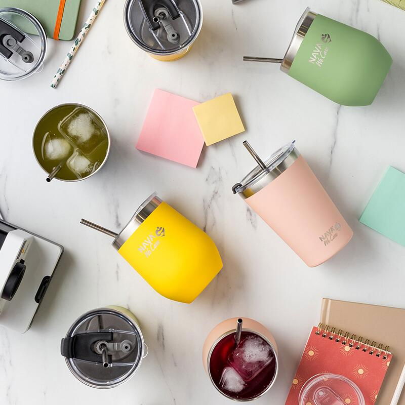 Cana termoizolanta cu pai Nava 360ml verde [10]