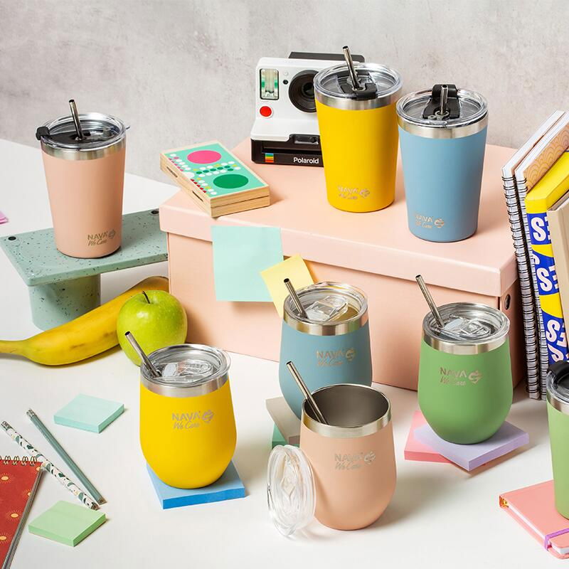 Cana termoizolanta cu pai Nava 450ml albastru [6]