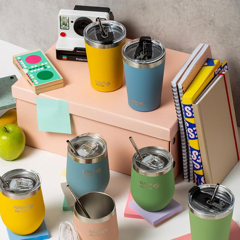 Cana termoizolanta cu pai Nava 450ml verde [7]