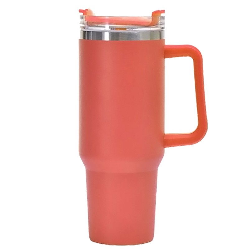 Cana Termos din Plastic, Flippy, pentru Bauturi Calde si Reci, cu Maner, 9.9x9.9x27 cm, Portocaliu [1]