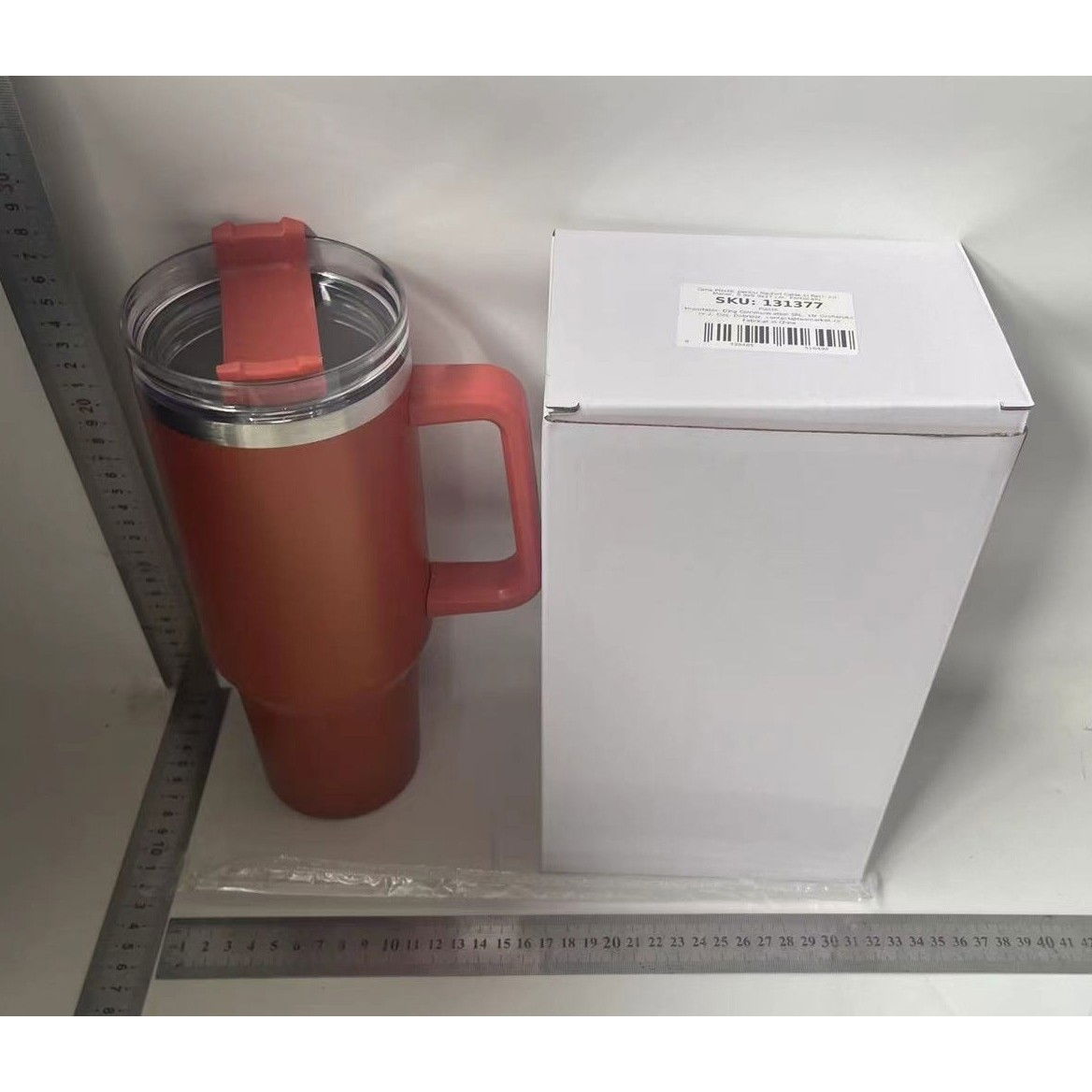 Cana Termos din Plastic, Flippy, pentru Bauturi Calde si Reci, cu Maner, 9.9x9.9x27 cm, Portocaliu [2]