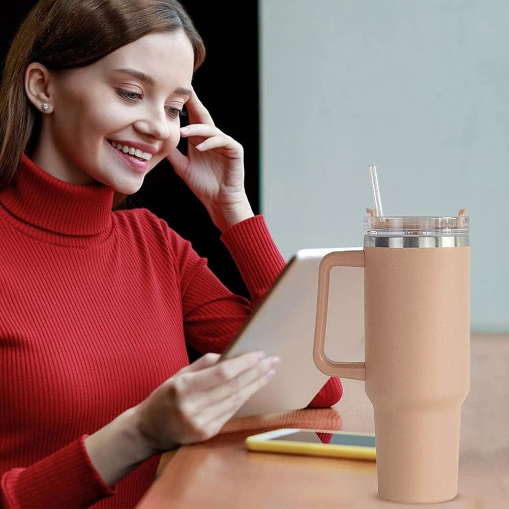 Cana Termos din Plastic, Flippy, pentru Bauturi Calde si Reci, cu Maner, 9.9x9.9x27 cm, Roz Pal [4]