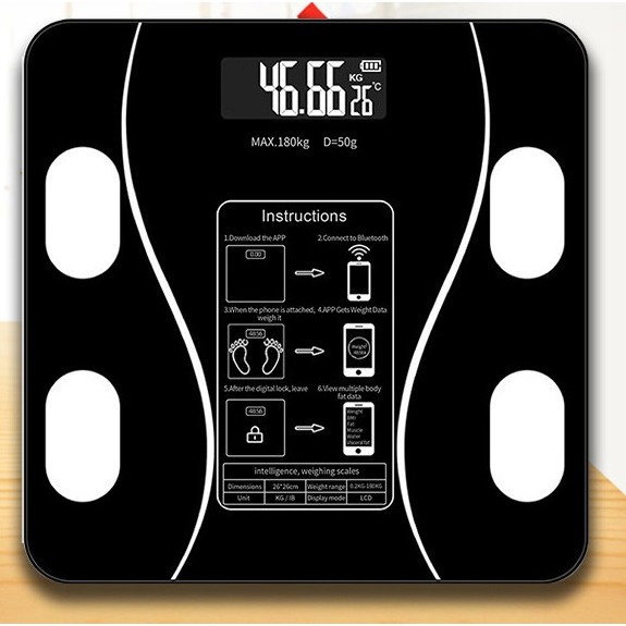 Cantar Electronic Inteligent De Baie Flippy Cu Aplicatie Smart, Corporal, Ecran Digital Iluminat, Termometru, Suporta Maxim 180 Kg, 26 x 26 cm [2]