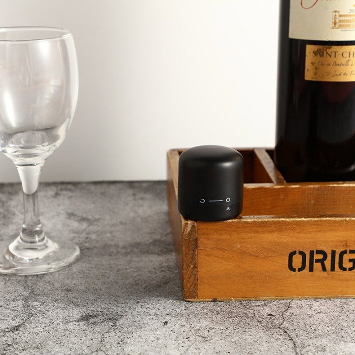 Capac de Etansare a Sticlei de Vin, Flippy, Rotativ, On-Off, Silicon, Reutilizabil, Usor de Depozitat si Folosit, 3.8 x 3.8 x 3.8 cm, Negru [3]