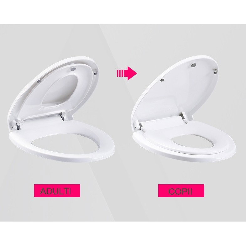 Capac de Toaleta cu Reductie 2 in 1, Flippy, pentru Copii si Adulti, Coborare Lenta si Silentioasa, Instalare Usoara, din PP5 , in Forma de O, Alb [3]