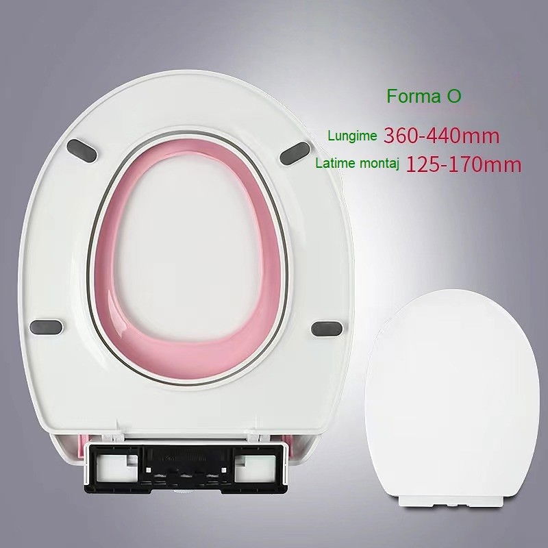 Capac de Toaleta cu Reductie 3 in 1, Flippy, pentru Copii +3 Ani si Adulti, Coborare Lenta si Silentioasa, Instalare Usoara, din PP5 , in Forma de O, Alb/Roz [8]