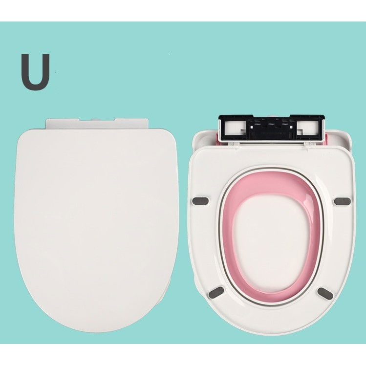 Capac de Toaleta cu Reductie 3 in 1, Flippy, pentru Copii +3 Ani si Adulti, Coborare Lenta si Silentioasa, Instalare Usoara, din PP5 , in Forma de U, Alb/Roz [6]