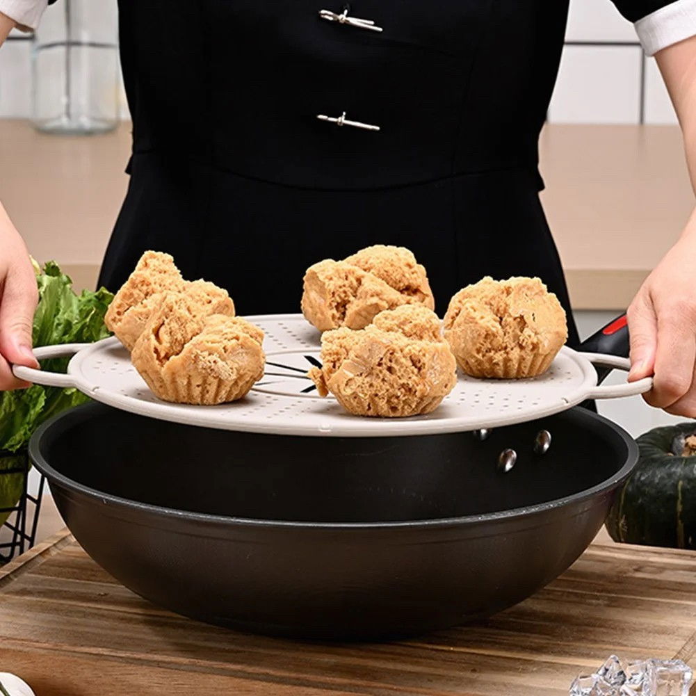 Capac Sita pentru Tigaie, Flippy, 28 inch, Capac din Silicon pentru Scuregere, Rezistent la Remperaturi ridicate, Anti-Stropire, Deflector de Ulei, Alb [3]