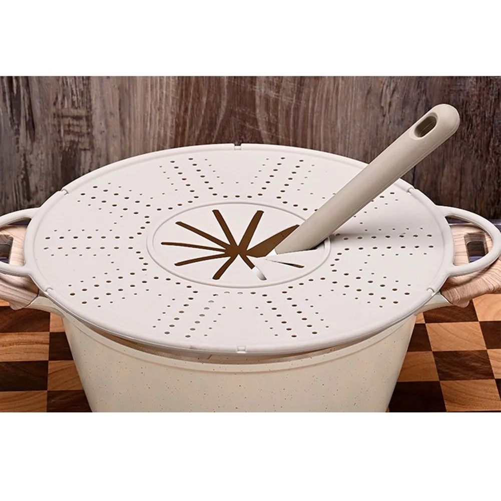 Capac Sita pentru Tigaie, Flippy, 28 inch, Capac din Silicon pentru Scuregere, Rezistent la Remperaturi ridicate, Anti-Stropire, Deflector de Ulei, Alb [2]