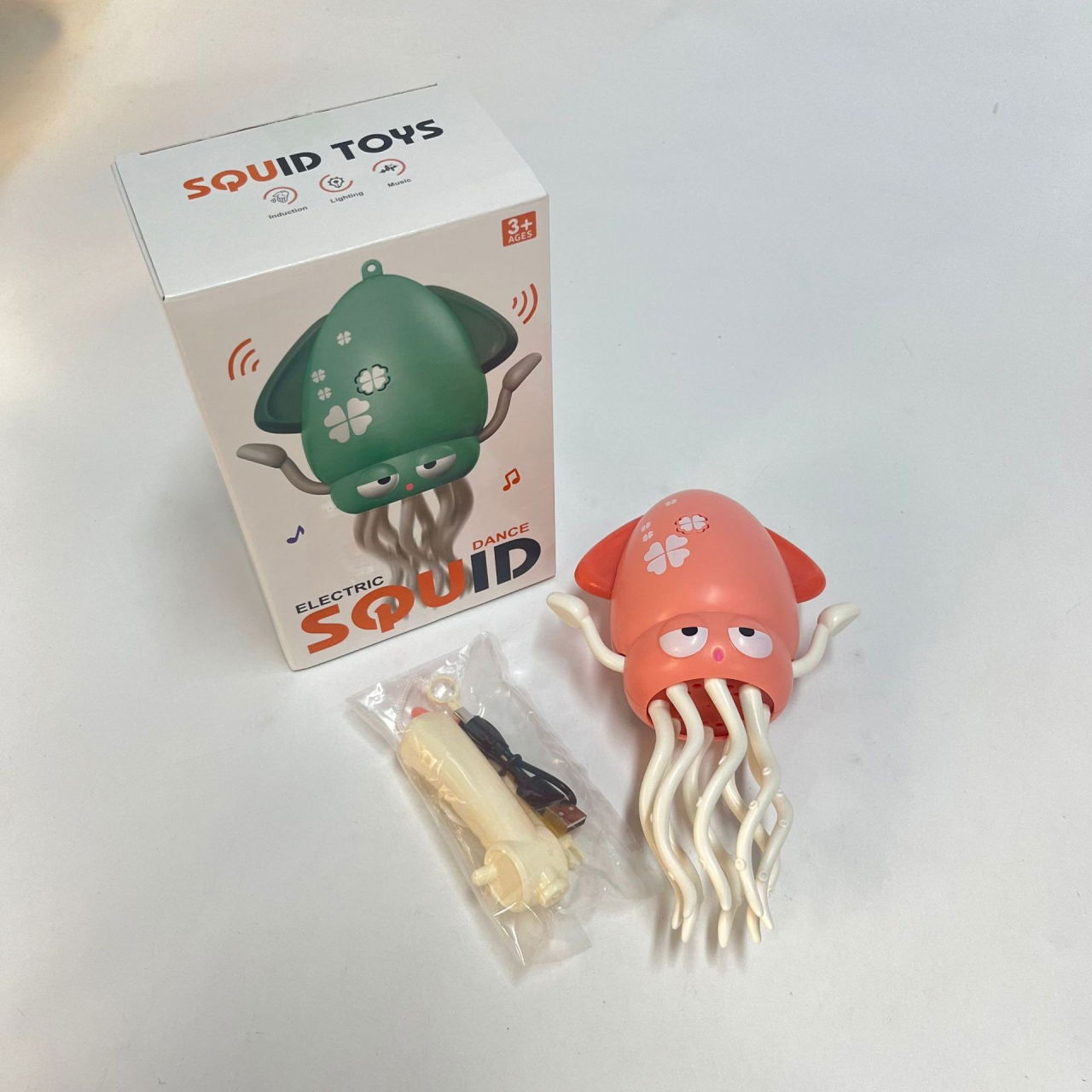 Caracatita Dansatoare, Flippy, +3 Ani, 3 Moduri, din ABS, Incarcare USB, cu Undita Inclusa, 12.6 x 7.6 x 20.7 cm, Roz [5]