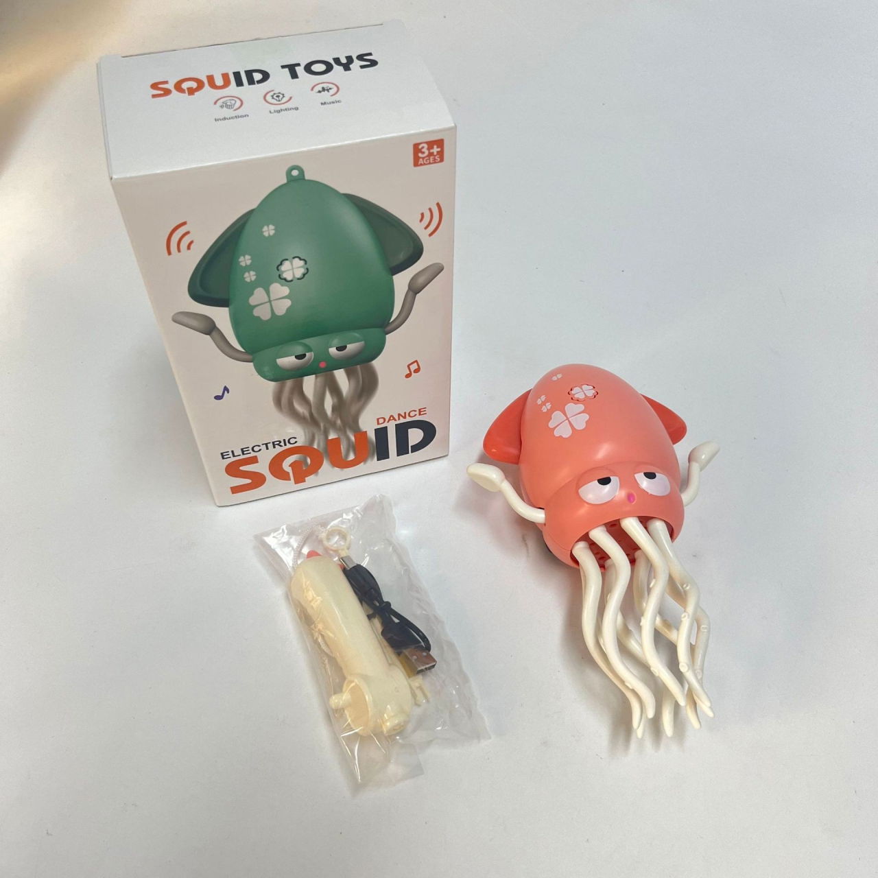 Caracatita Dansatoare, Flippy, +3 Ani, 3 Moduri, din ABS, Incarcare USB, cu Undita Inclusa, 12.6 x 7.6 x 20.7 cm, Roz [6]