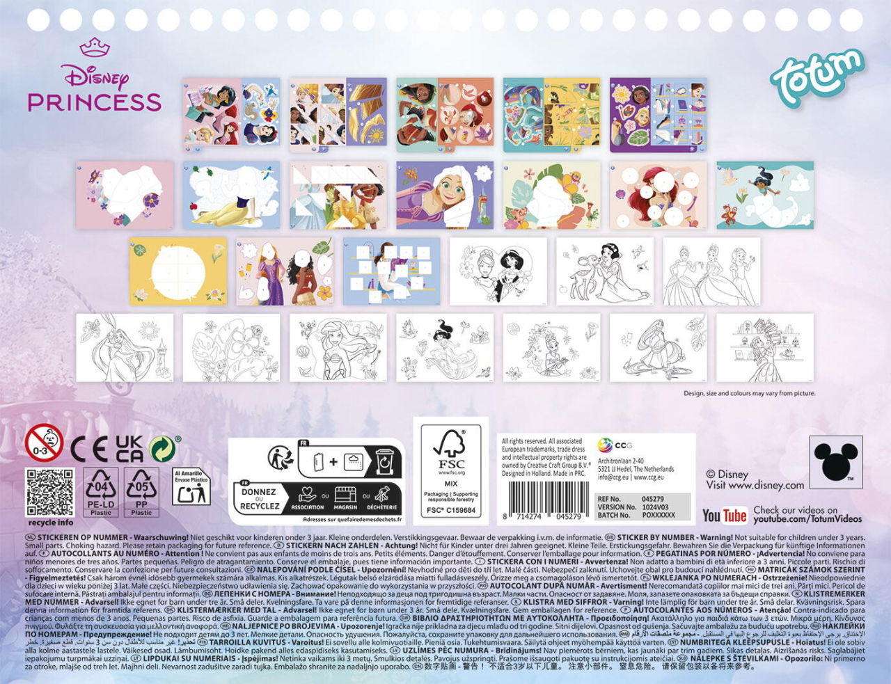 Carte de colorat & abtibilduri cu numere - Disney Princess [3]