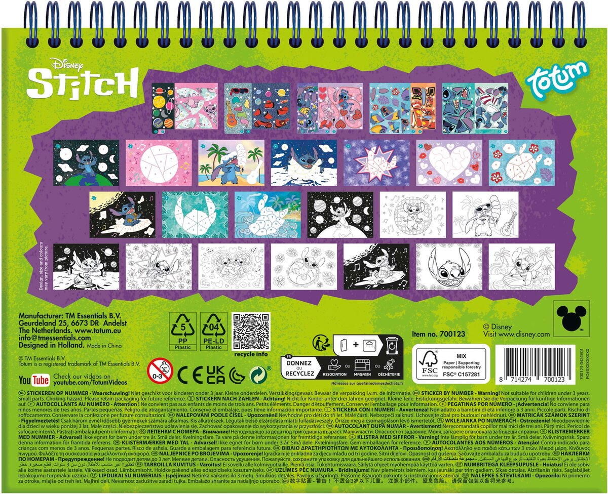 Carte de colorat & abtibilduri cu numere - Stitch [7]