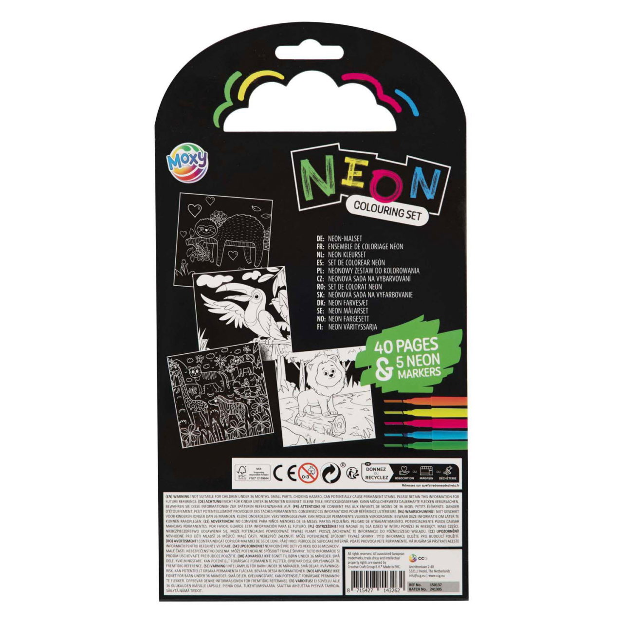 Carte de colorat cu carioci neon - Animalute [2]