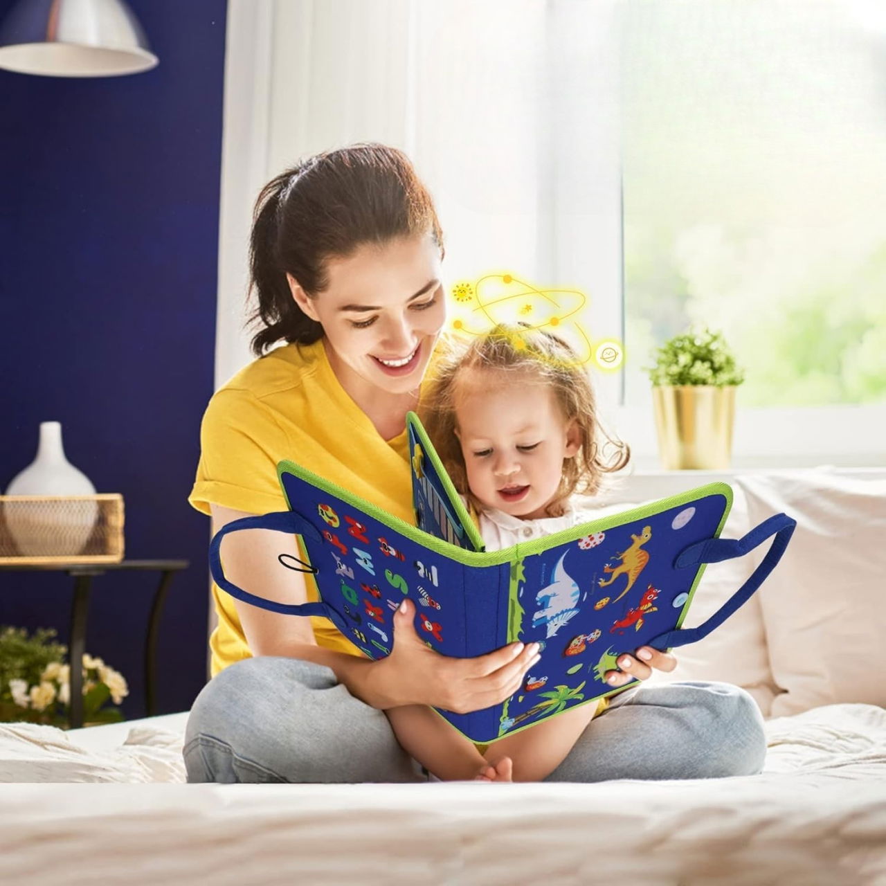 Carte Senzoriala Educativa Montessori, Flippy, Dezvoltare Abilitati Motorii, 3 Pagini, Model Alfabet, 28x25x4 cm, Albastru [3]