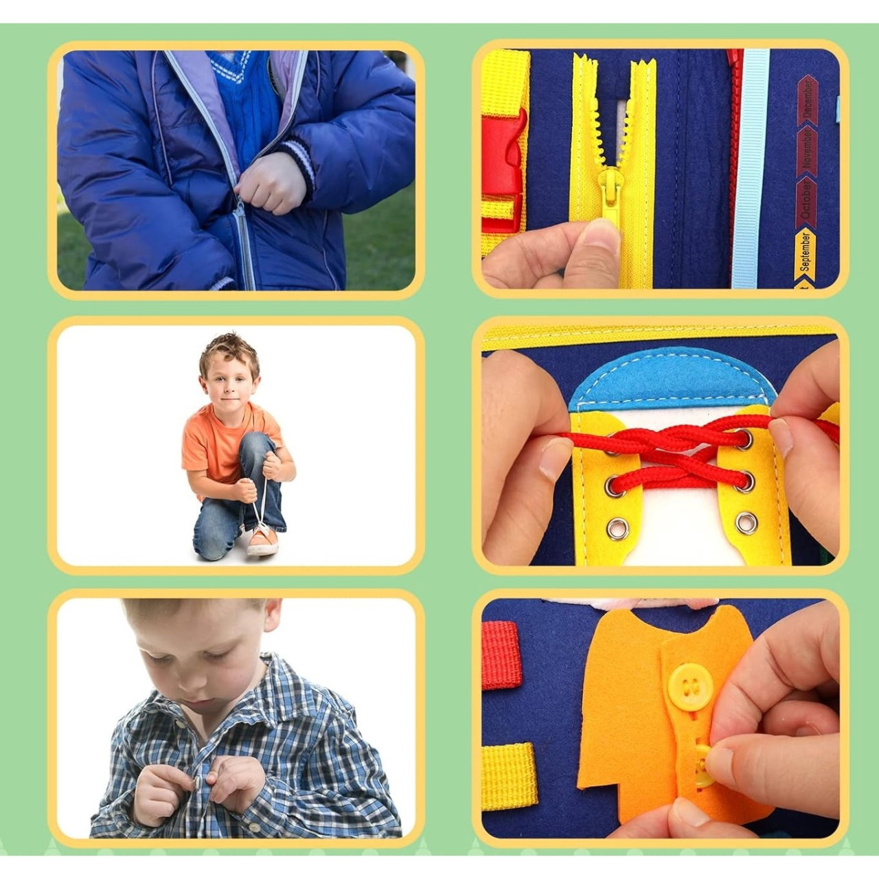 Carte Senzoriala Educativa Montessori, Flippy, Dezvoltare Abilitati Motorii, 3 Pagini, Model Alfabet, 28x25x4 cm, Albastru [5]