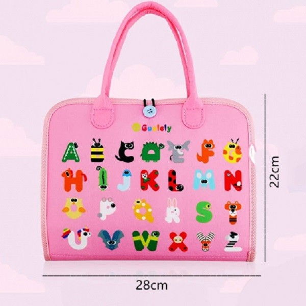 Carte Senzoriala Educativa Montessori, Flippy, Dezvoltare Abilitati Motorii, 3 Pagini, Model Sirena si Alfabet, 28x25x4 cm, Roz [8]