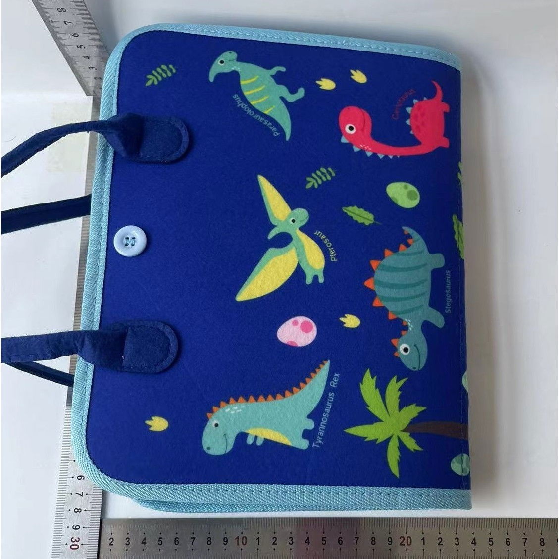 Carte Senzoriala Educativa Montessori, Flippy, Dezvoltare Abilitati Motorii, 5 Pagini, Model Dinozauri, 28x22x7 cm, Albastru [6]