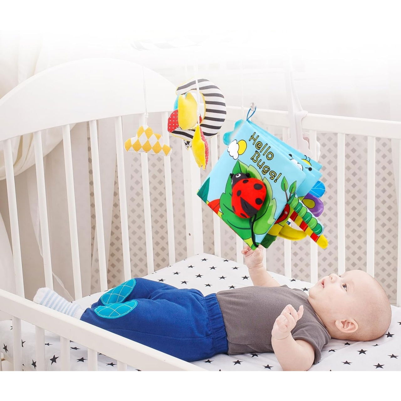 Carte Senzoriala, Flippy, pentru Bebelusi, 15x16x4 cm, cu Animalute, 3D, Cu Sunete si Fosnete, 0-3 Ani, Model Buburuza, Multicolor [4]