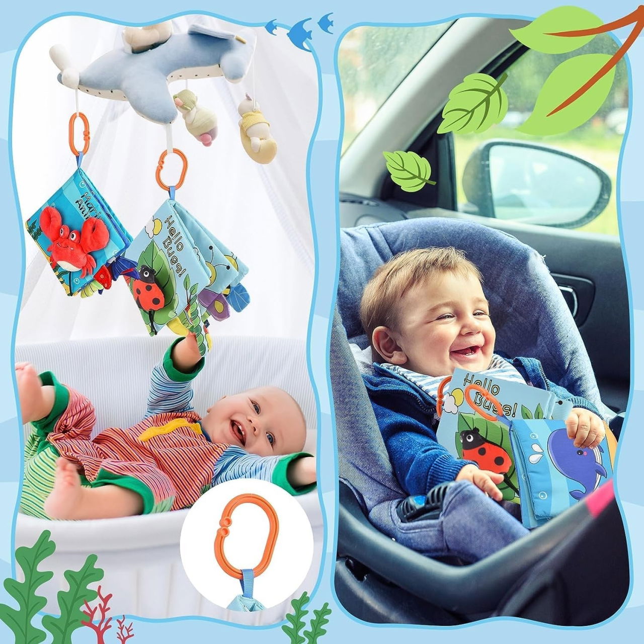 Carte Senzoriala, Flippy, pentru Bebelusi, 15x16x4 cm, cu Animalute, 3D, Cu Sunete si Fosnete, 0-3 Ani, Model Buburuza, Multicolor [3]