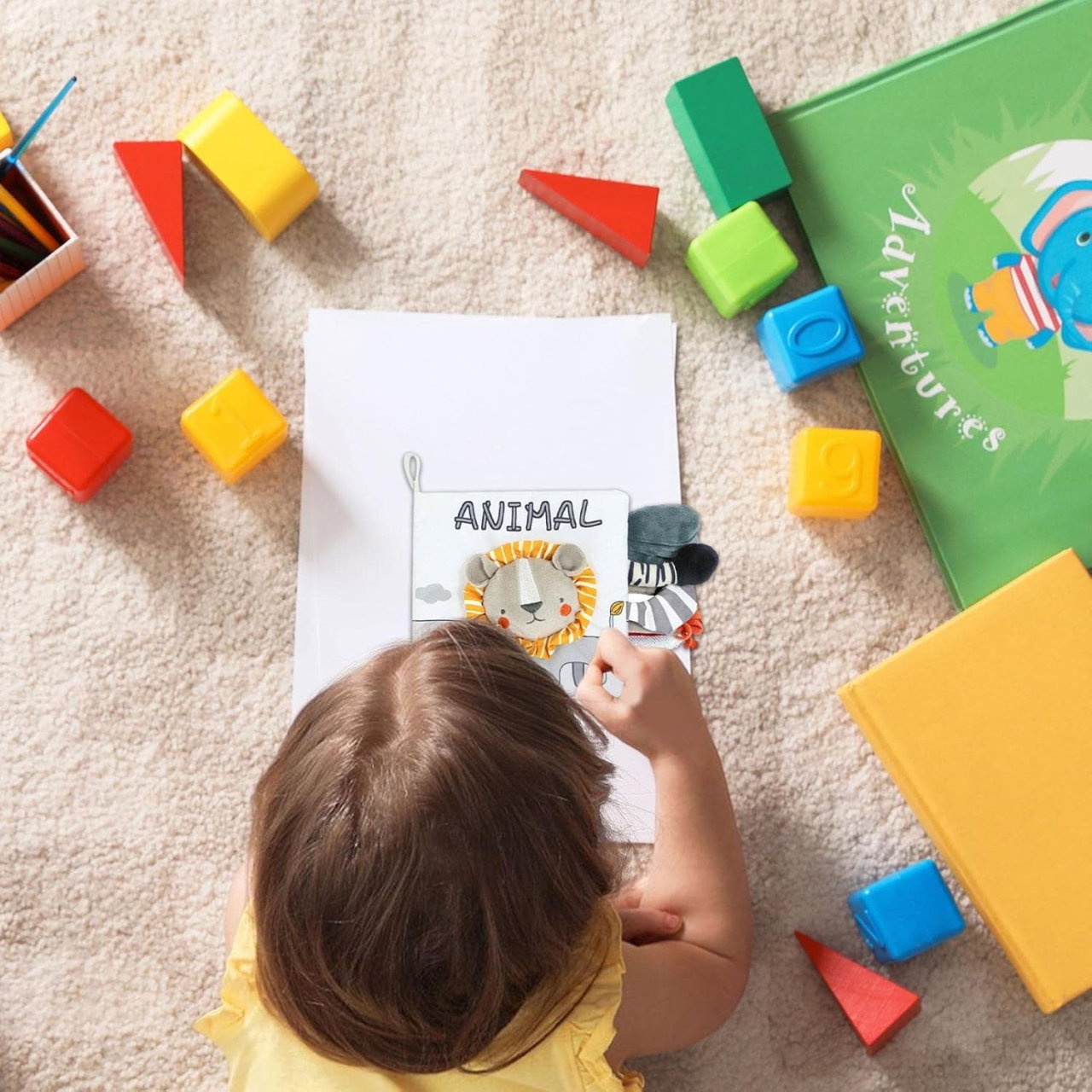 Carte Senzoriala, Flippy, pentru Bebelusi, 15x16x6 cm, cu Animalute, 3D, Cu Sunete si Fosnete, 0-3 Ani, Model Leu, Gri [5]