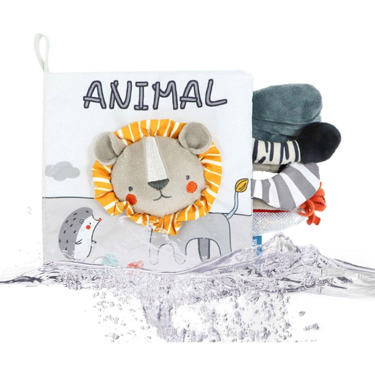 Carte Senzoriala, Flippy, pentru Bebelusi, 15x16x6 cm, cu Animalute, 3D, Cu Sunete si Fosnete, 0-3 Ani, Model Leu, Gri [2]