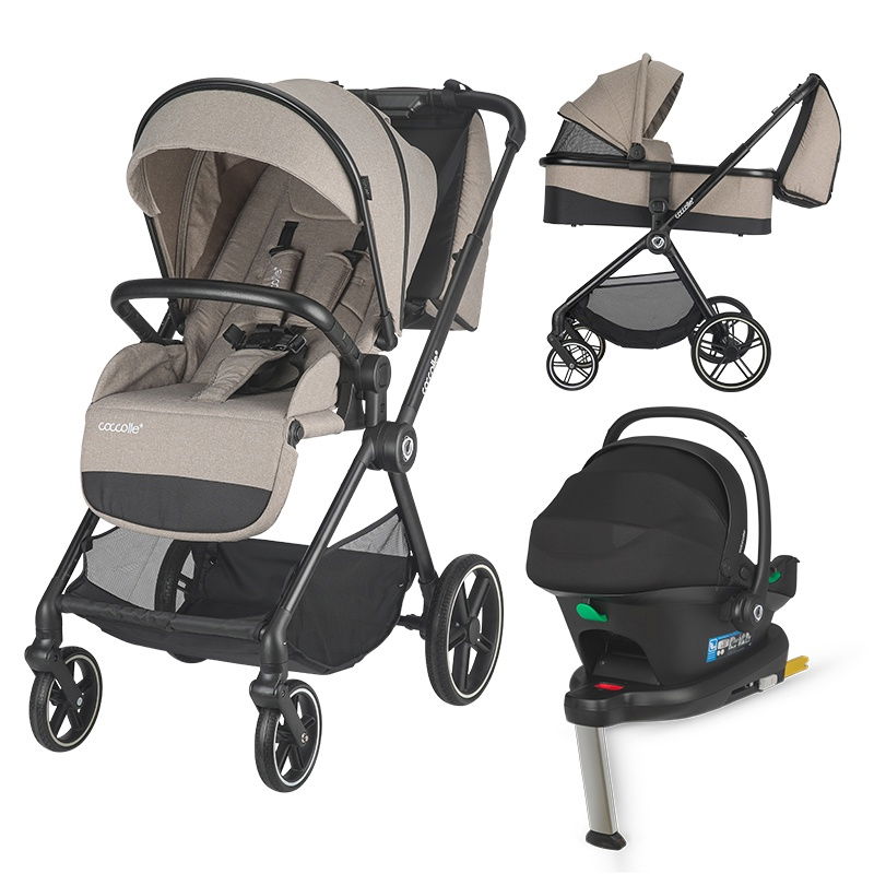 Carucior modular 4in1 Coccolle Lissia Butternut Beige cu Scoica auto iSize Coccolle Knox Black si Baza isofix iSize Coccolle Knox [1]