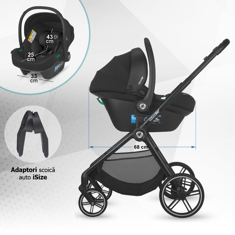 Carucior modular 4in1 Coccolle Serry Moss green cu Scoica auto iSize Coccolle Knox Black si Baza isofix iSize Coccolle Knox [10]